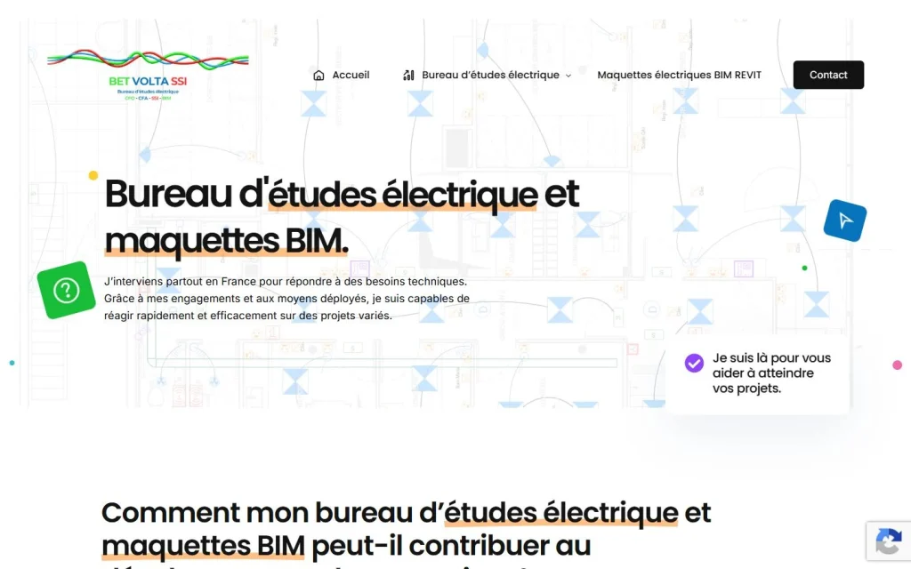 Page d'accueil du site BET Volta SSI sur ordinateur