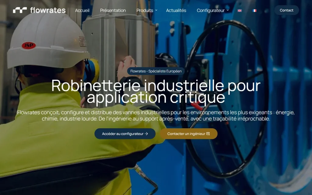 Page d'accueil du site Flowrates sur ordinateur