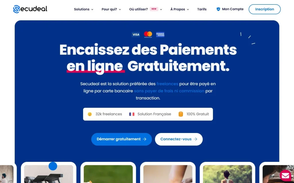 Page d'accueil du site Secudeal sur ordinateur